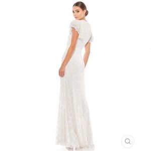 HIGH NECK FLUTTER CAP SLEEVE GOWN